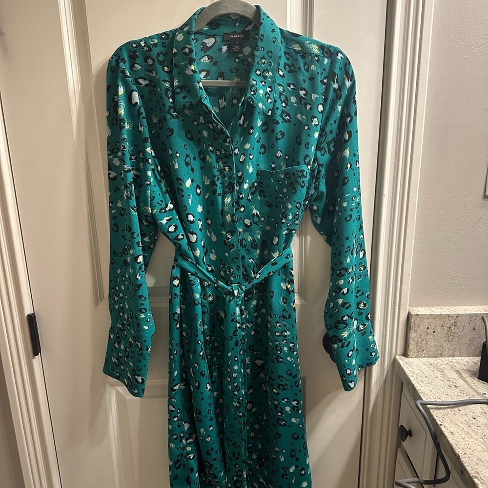 Halogen Teal Leopard Print Dress